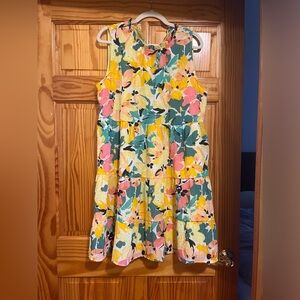 Loft Floral Ruffle Tiered Swing Dress, Size L
